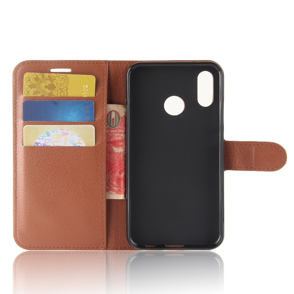 Leder Book Case Etui Huawei P20 Lite Braun