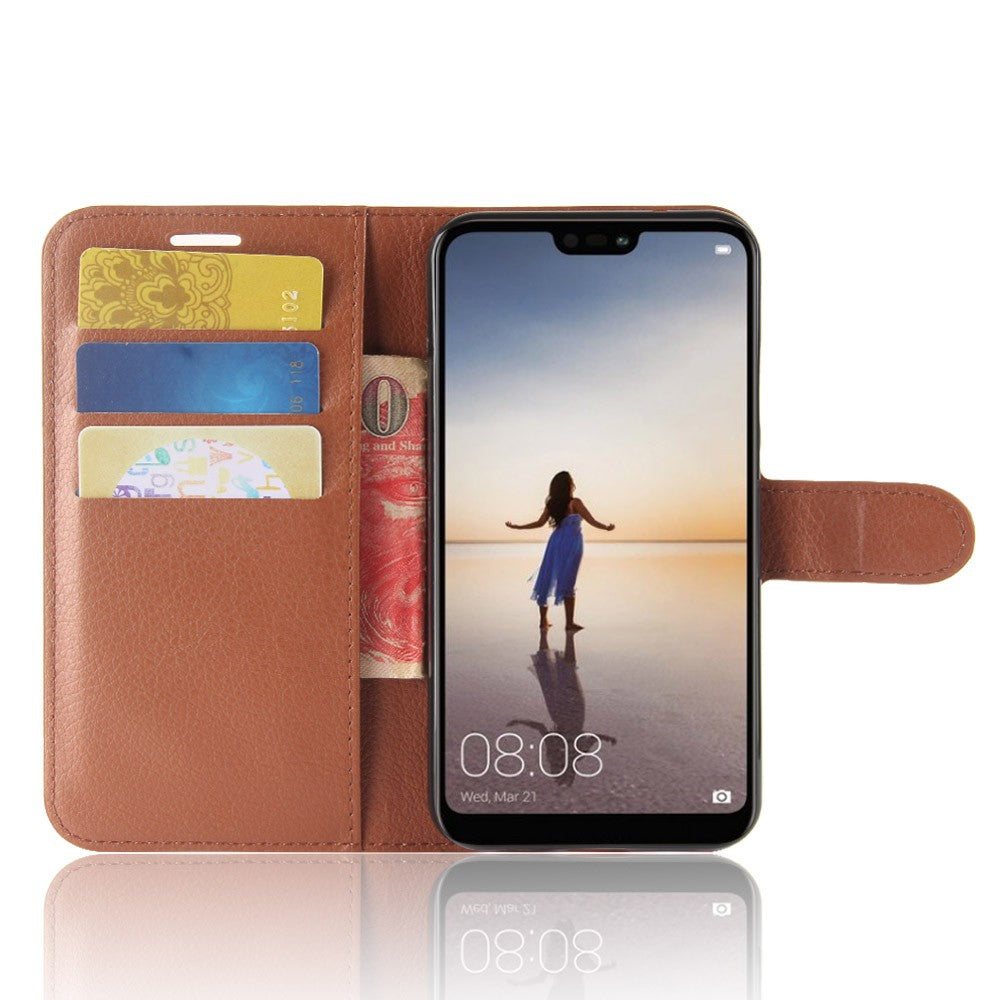 Leder Book Case Etui Huawei P20 Lite Braun
