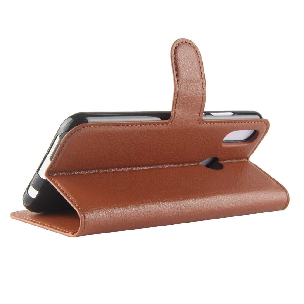 Leder Book Case Etui Huawei P20 Lite Braun