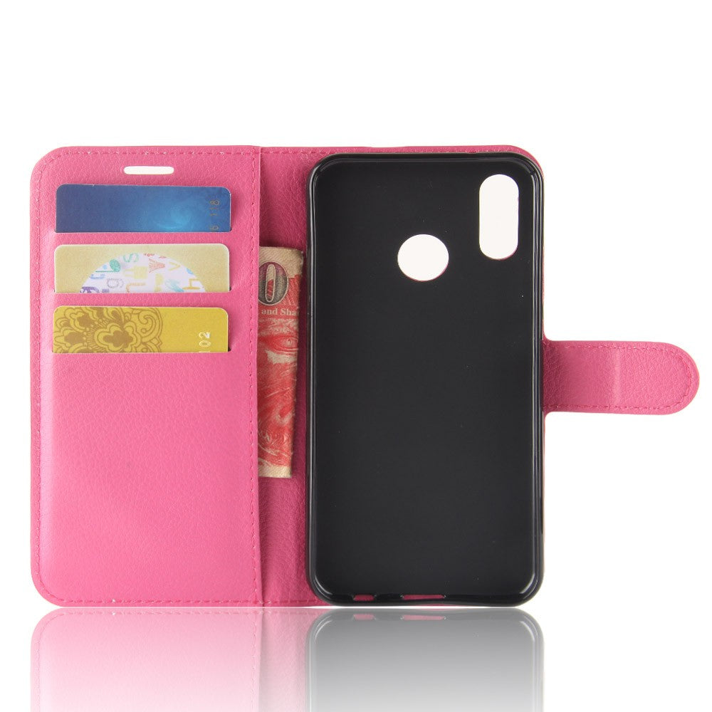 Leder Book Case Etui Huawei P20 Lite Rosa