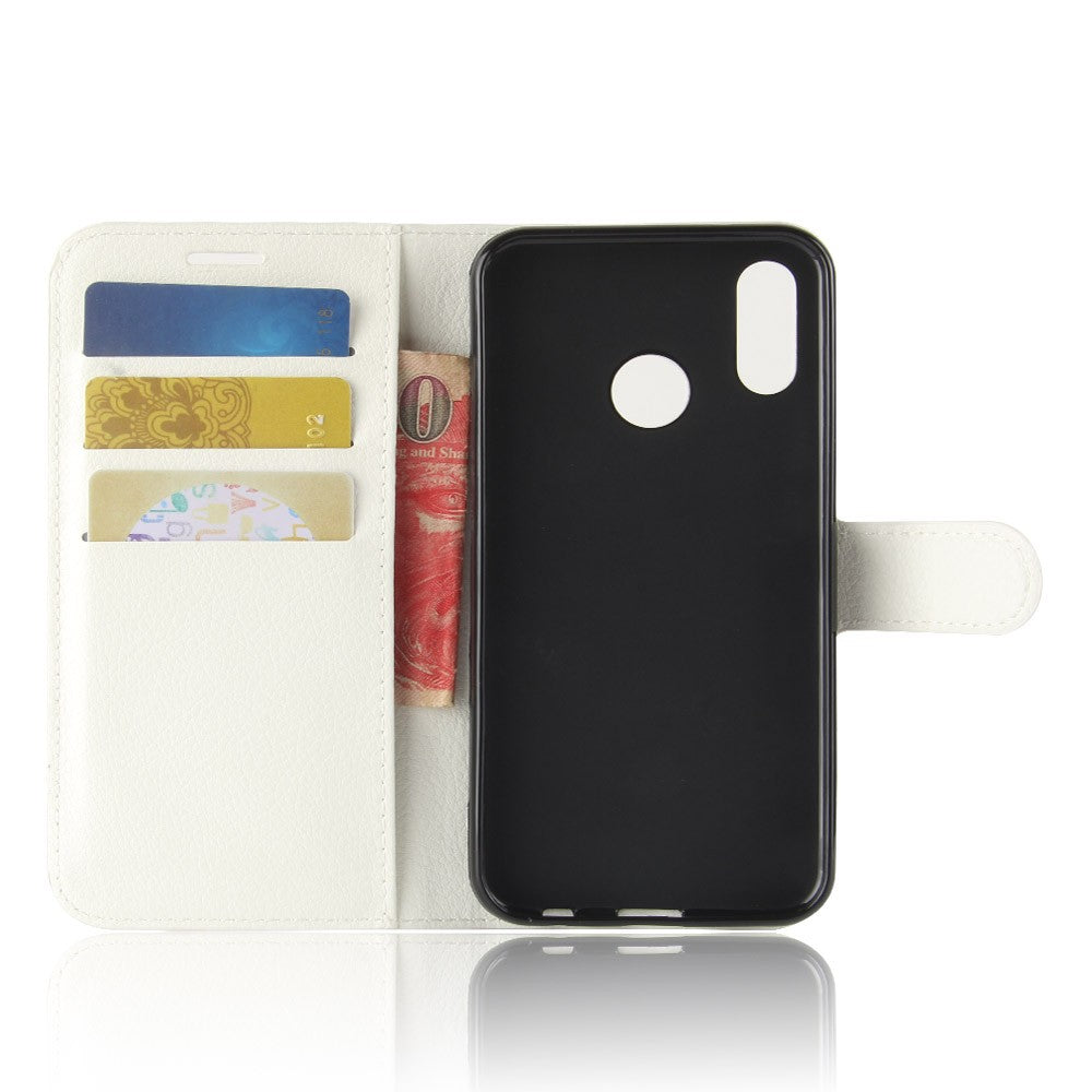 Leder Book Case Etui Huawei P20 Lite Weiss