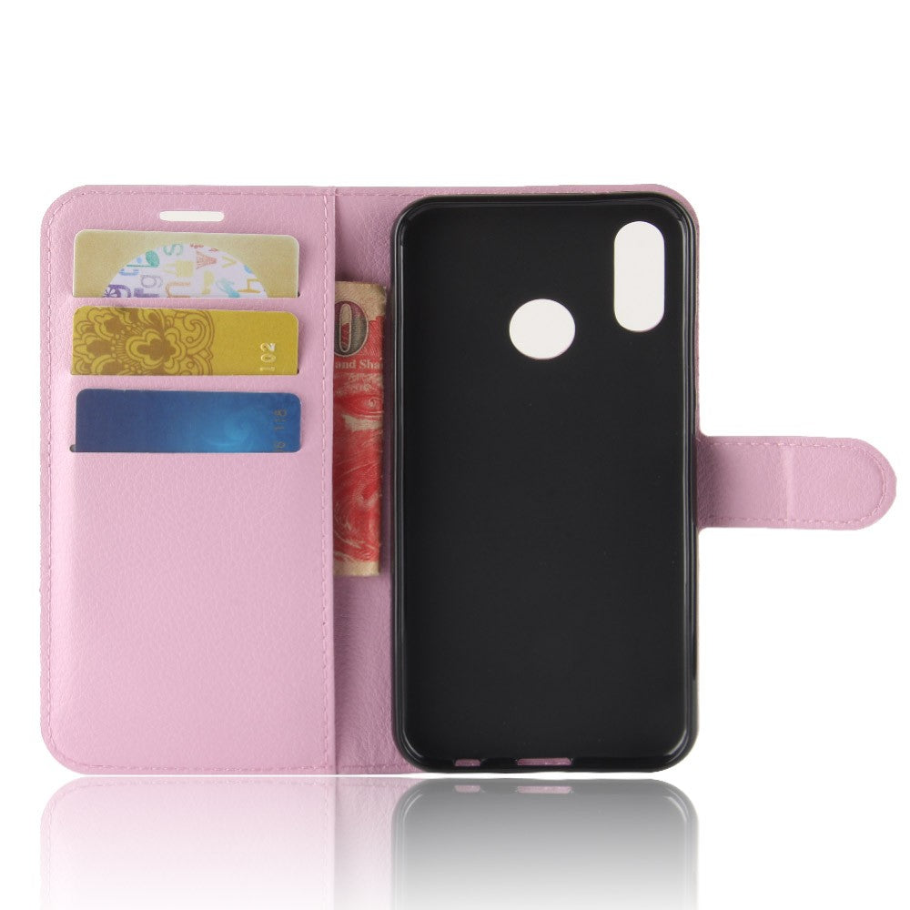 Leder Book Case Etui Huawei P20 Lite Pink