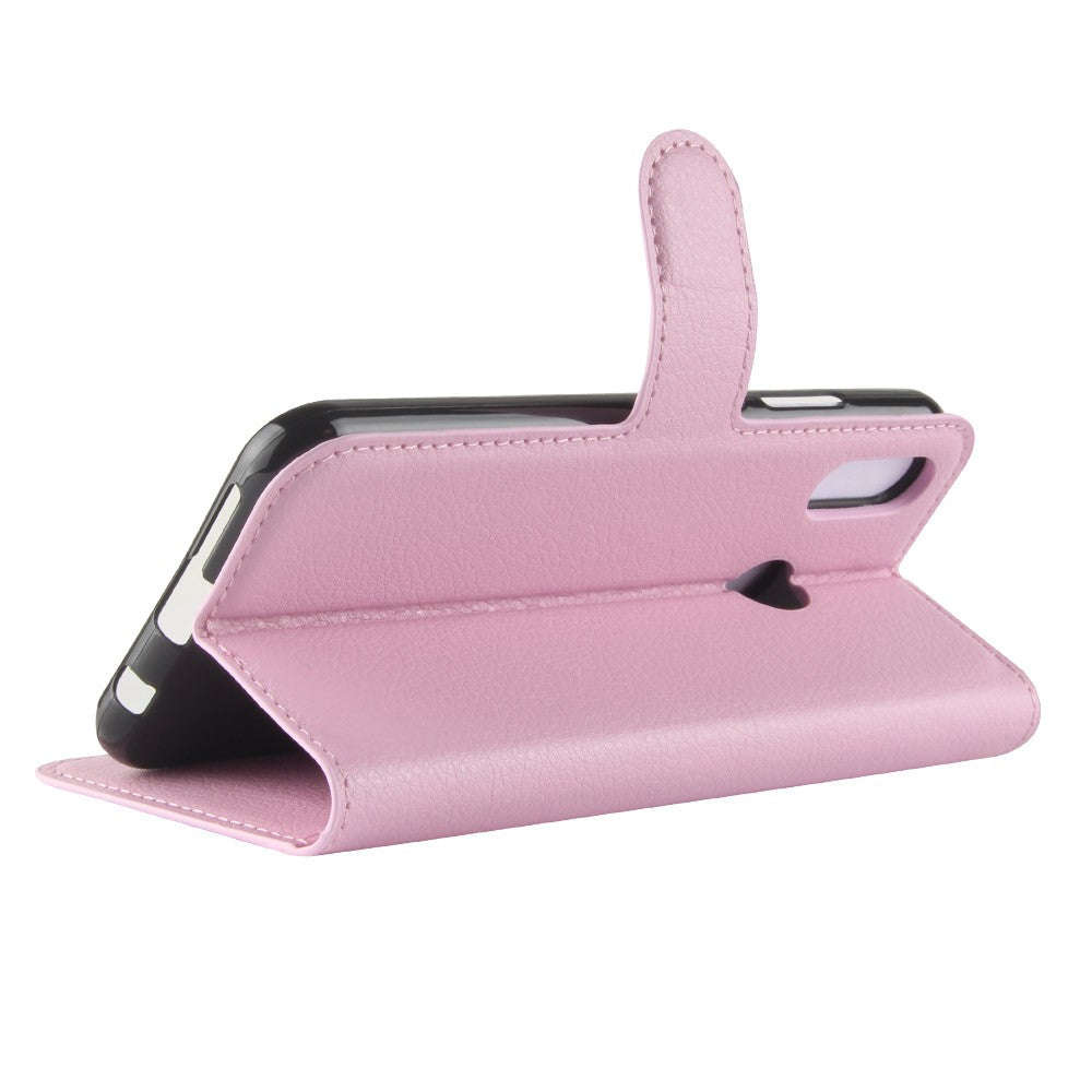 Leder Book Case Etui Huawei P20 Lite Pink
