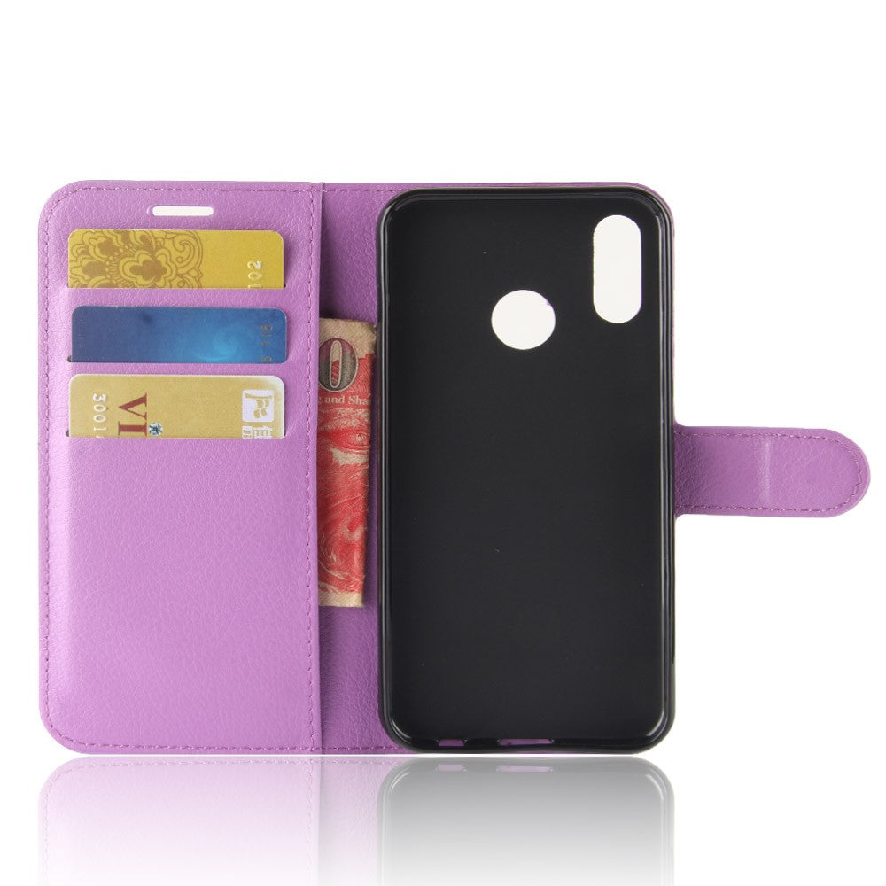 Leder Book Case Etui Huawei P20 Lite Lila