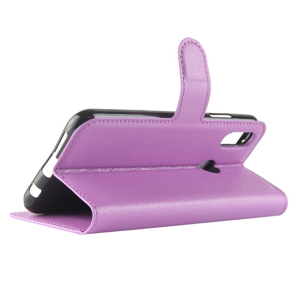 Leder Book Case Etui Huawei P20 Lite Lila