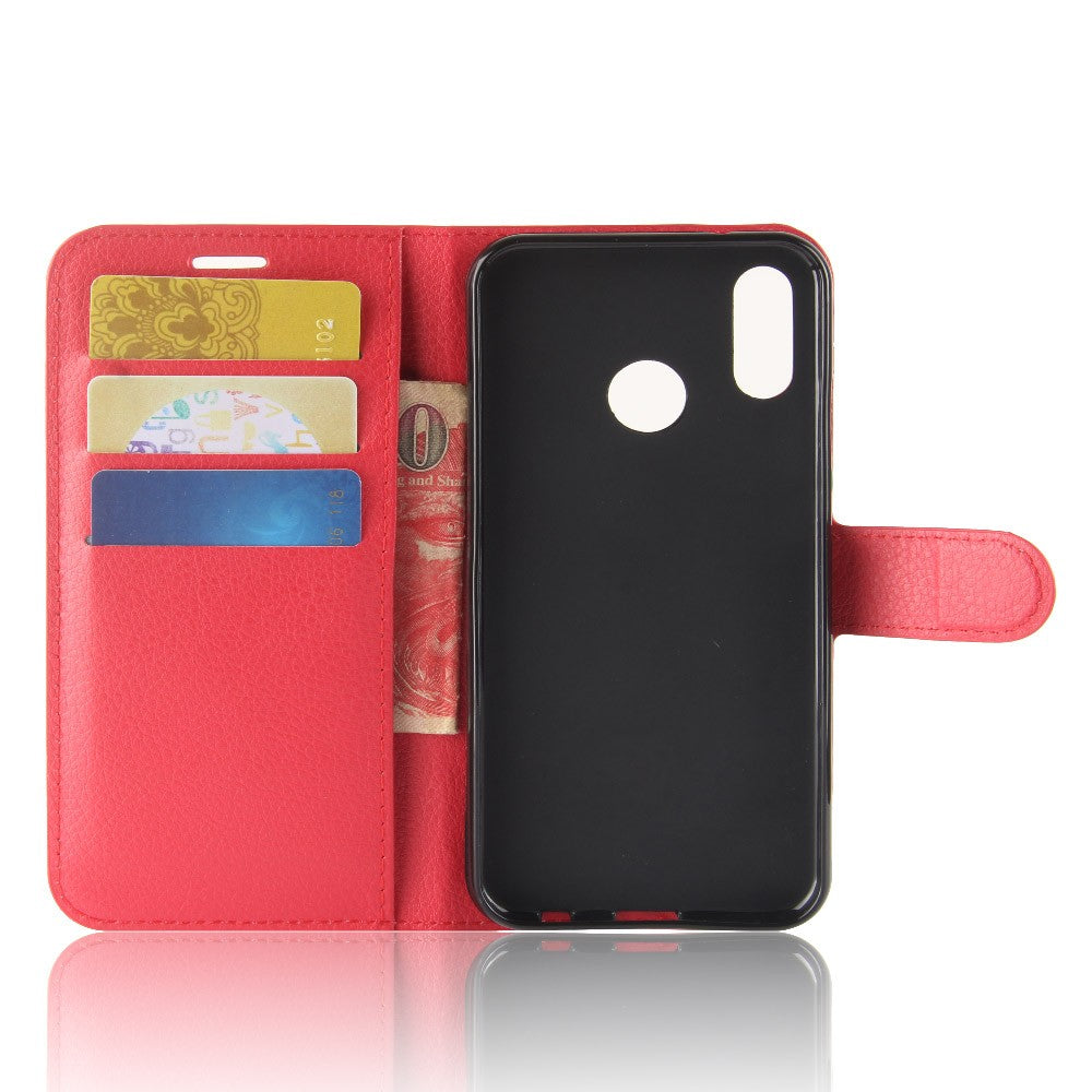 Leder Book Case Etui Huawei P20 Lite Rot