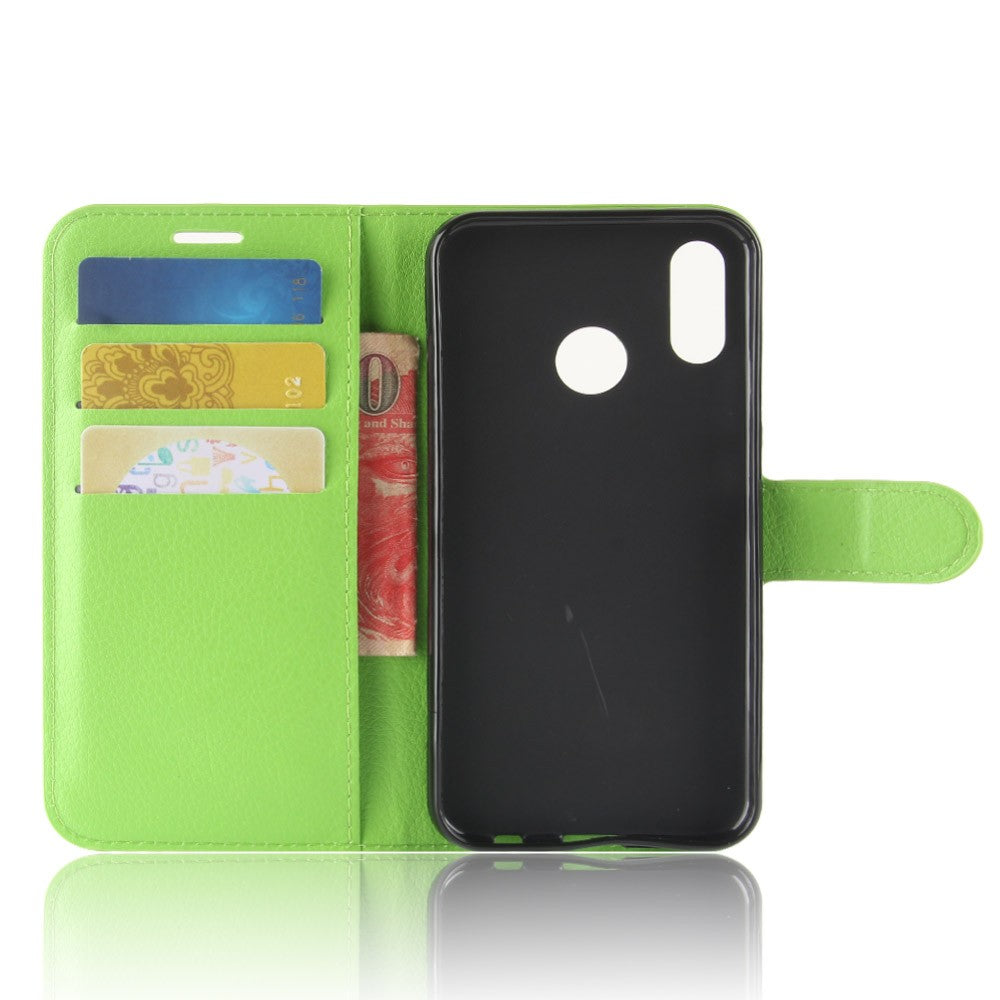 Leder Book Case Etui Huawei P20 Lite Grün