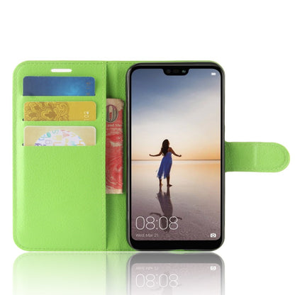 Leder Book Case Etui Huawei P20 Lite Grün