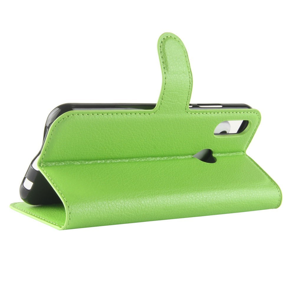 Leder Book Case Etui Huawei P20 Lite Grün