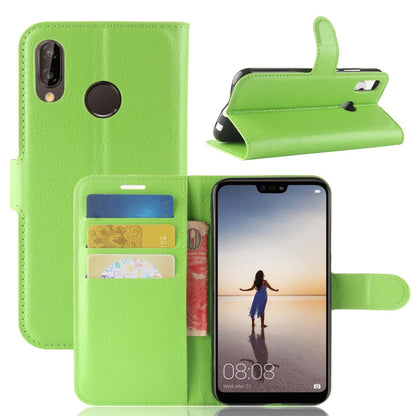 Leder Book Case Etui Huawei P20 Lite Grün
