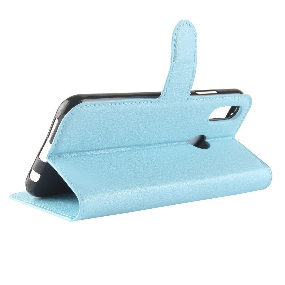Leder Book Case Etui Huawei P20 Lite Blau