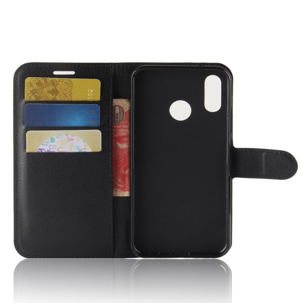 Leder Book Case Etui Huawei P20 Lite Schwarz