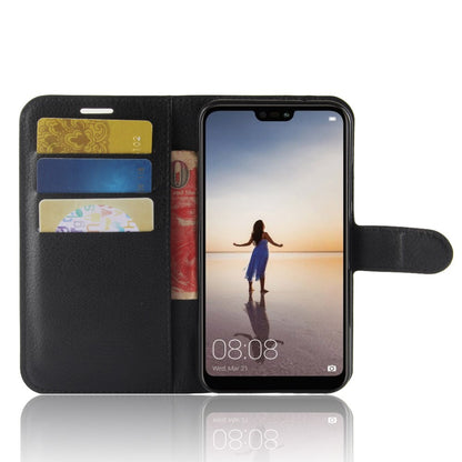 Leder Book Case Etui Huawei P20 Lite Schwarz