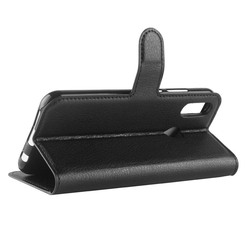Leder Book Case Etui Huawei P20 Lite Schwarz