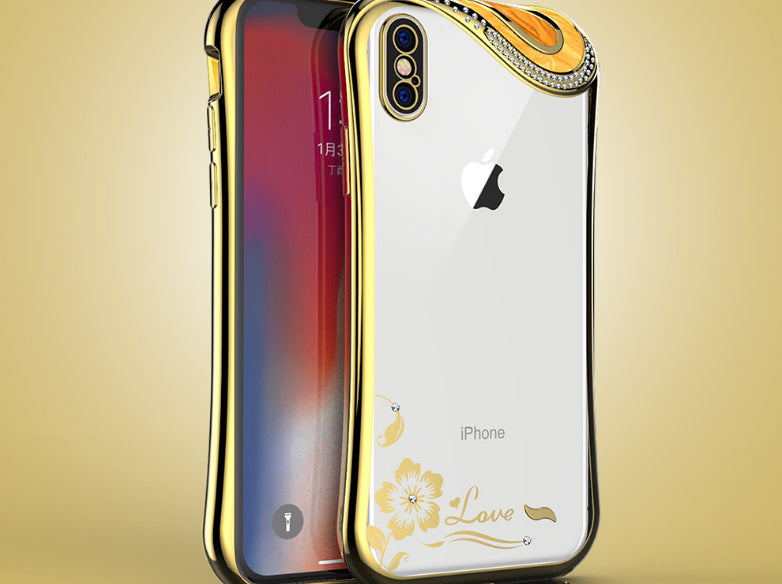 Bling Glitzer Silikon Hülle iphone X Gold