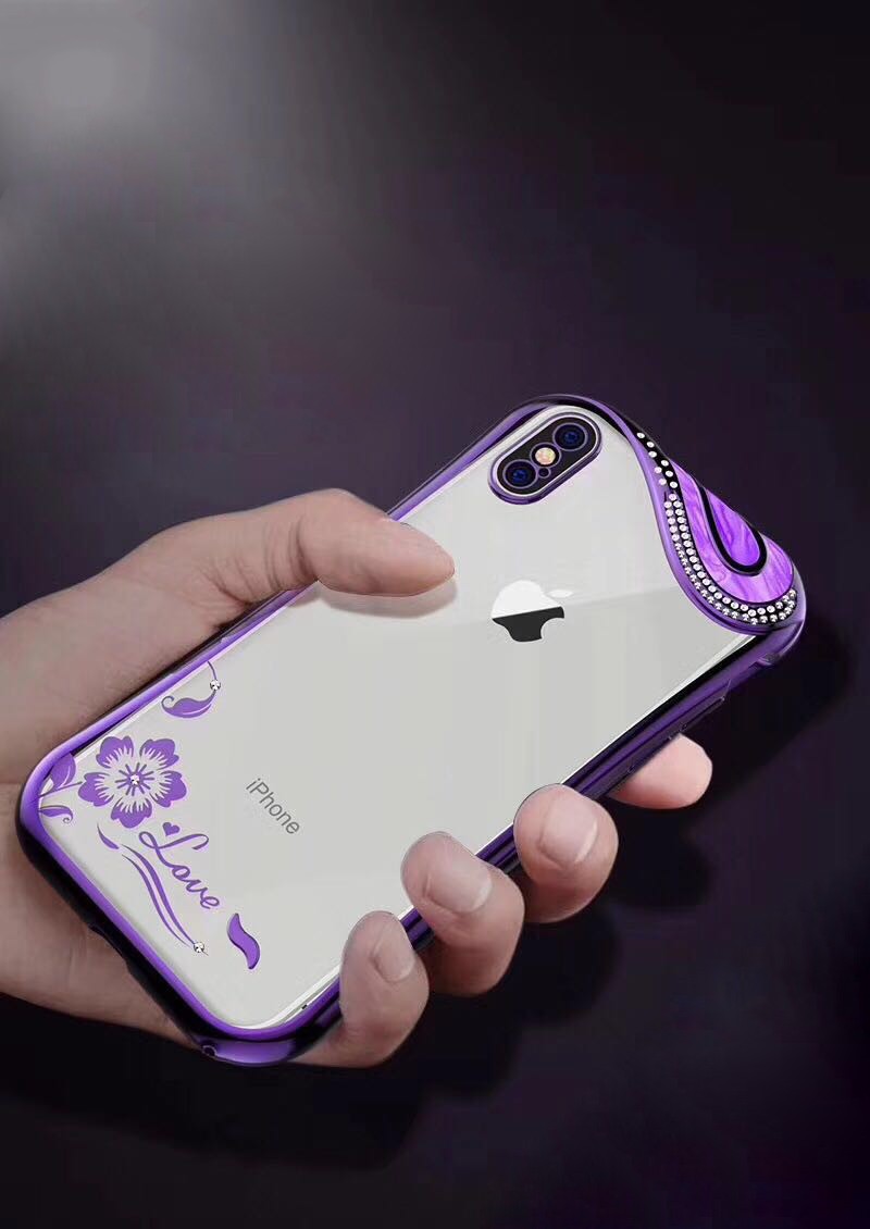 Bling Glitzer Silikon Hülle iphone X Lila