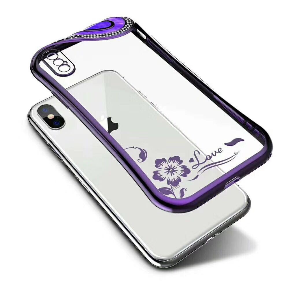 Bling Glitzer Silikon Hülle iphone X Lila