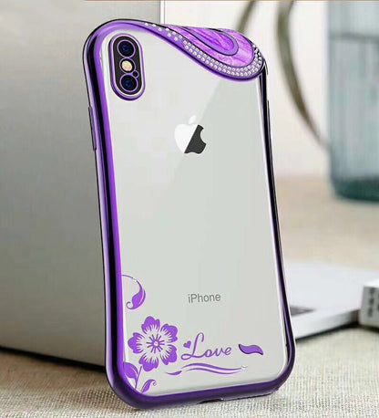 Bling Glitzer Silikon Hülle iphone X Lila