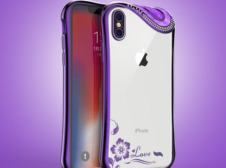 Bling Glitzer Silikon Hülle iphone X Lila