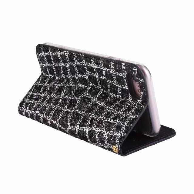 Bling Glitzer Book Case Hülle iphone 7 Plus, 8 Plus Schwarz