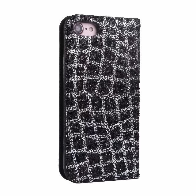 Bling Glitzer Book Case Hülle iphone 7 Plus, 8 Plus Schwarz
