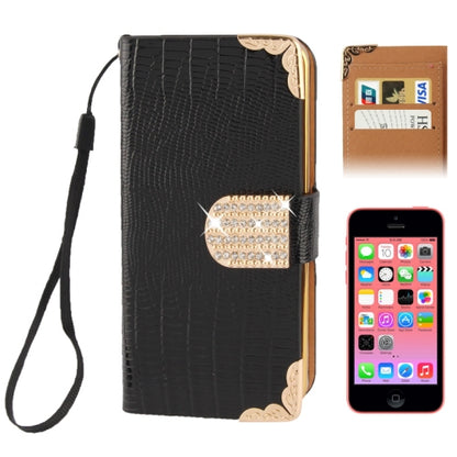 Kreditkarten Slot Bling Ledertasche Etui Schwarz iPhone 5C