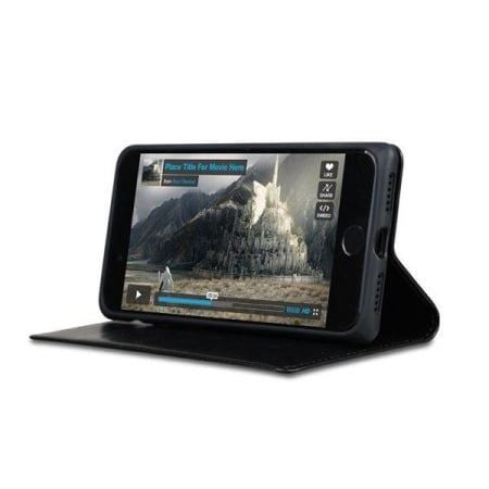 Carbon Leder Book Case iPhone 7 Plus, 8 Plus
