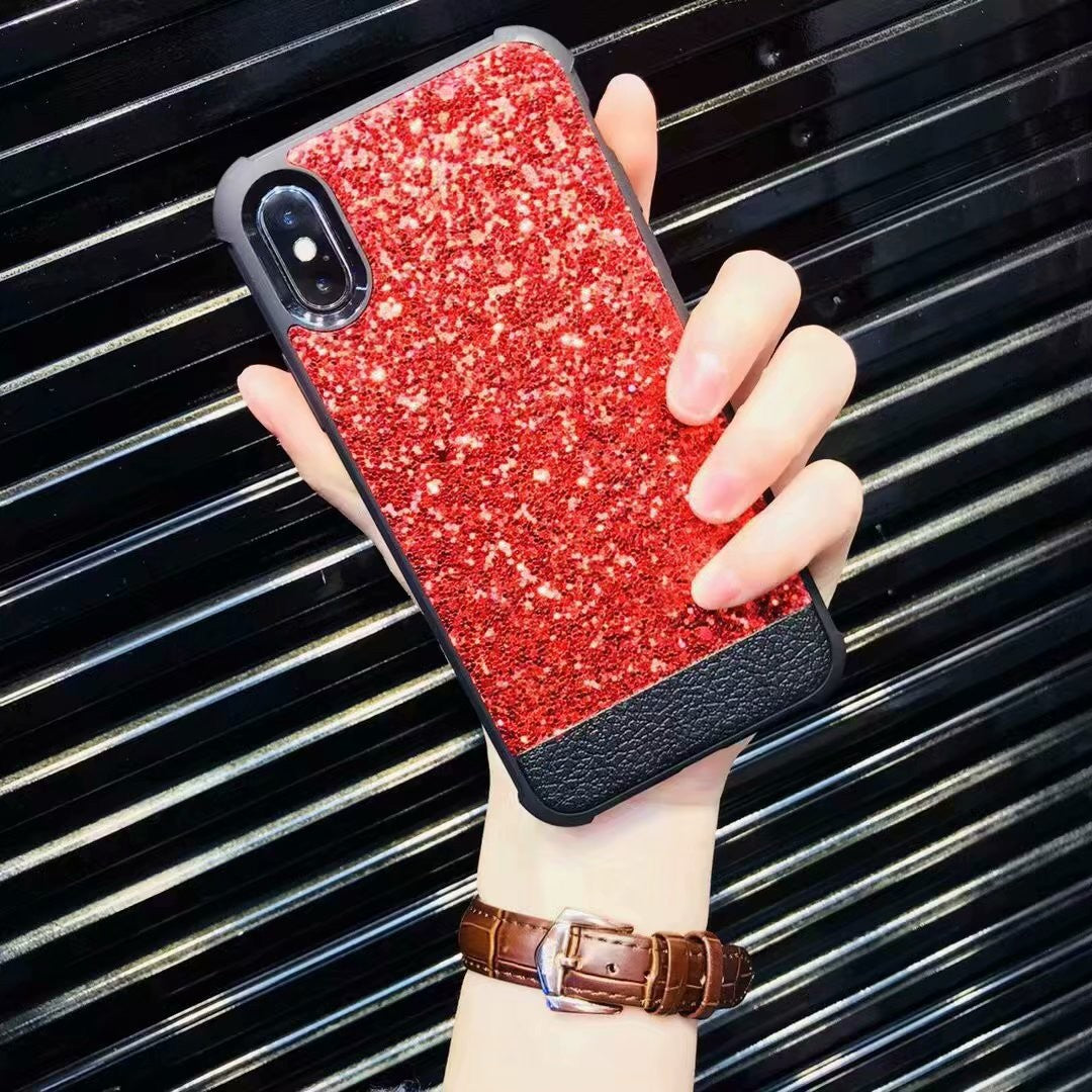 Bling Leder Cover Case Hülle iPhone X Rot