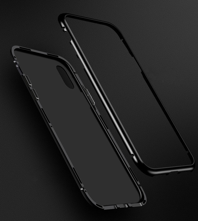 360° Magnet Cover Hülle iPhone X Schwarz + Panzer