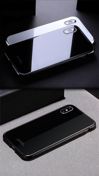360° Magnet Cover Hülle iPhone X Schwarz + Panzer
