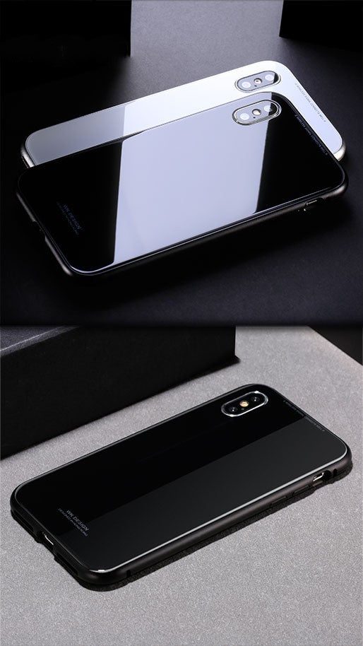 360° Magnet Cover Hülle iPhone X Schwarz + Panzer