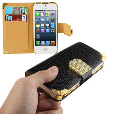 Bling Bling Book Case Schwarz iPhone 5 / 5S / SE