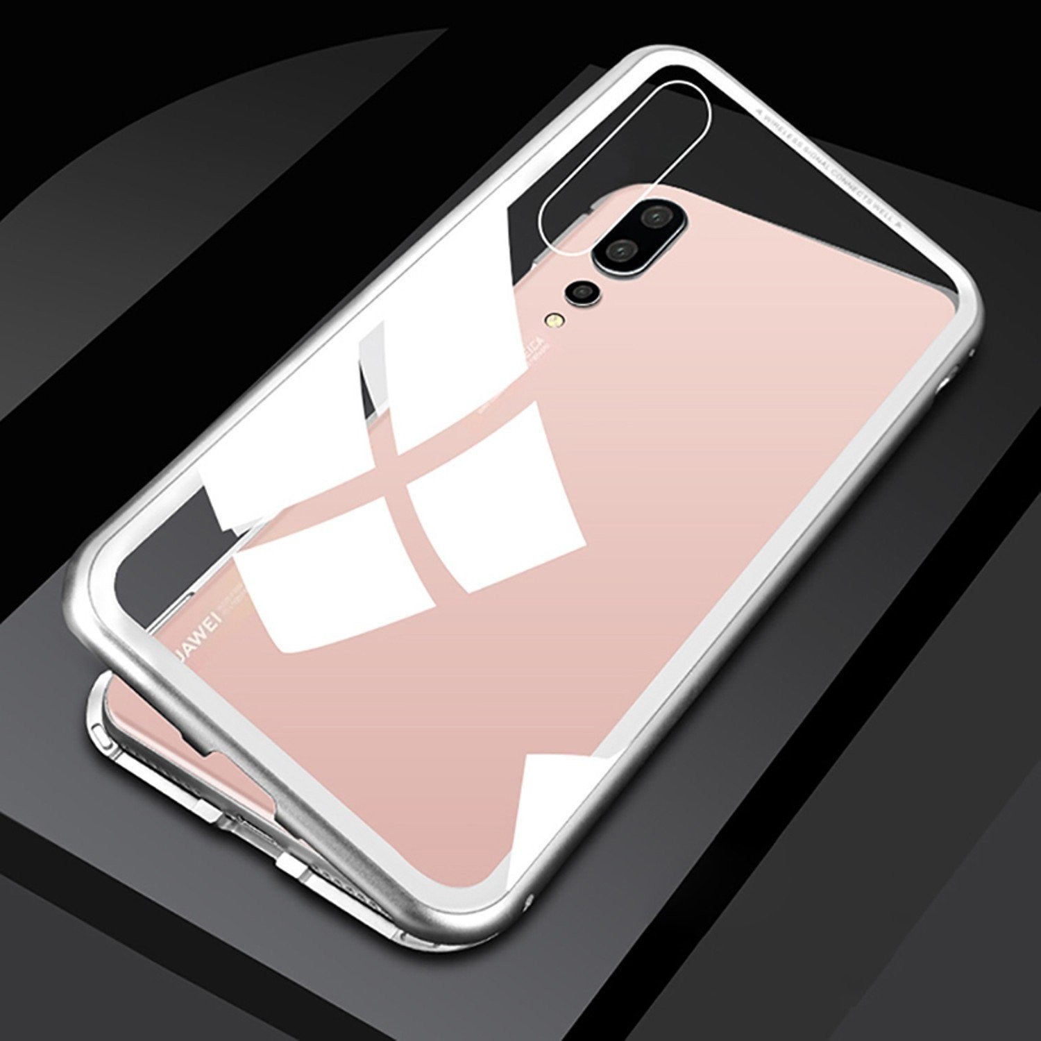 360° Magnet Cover Hülle Huawei P20 Weiss