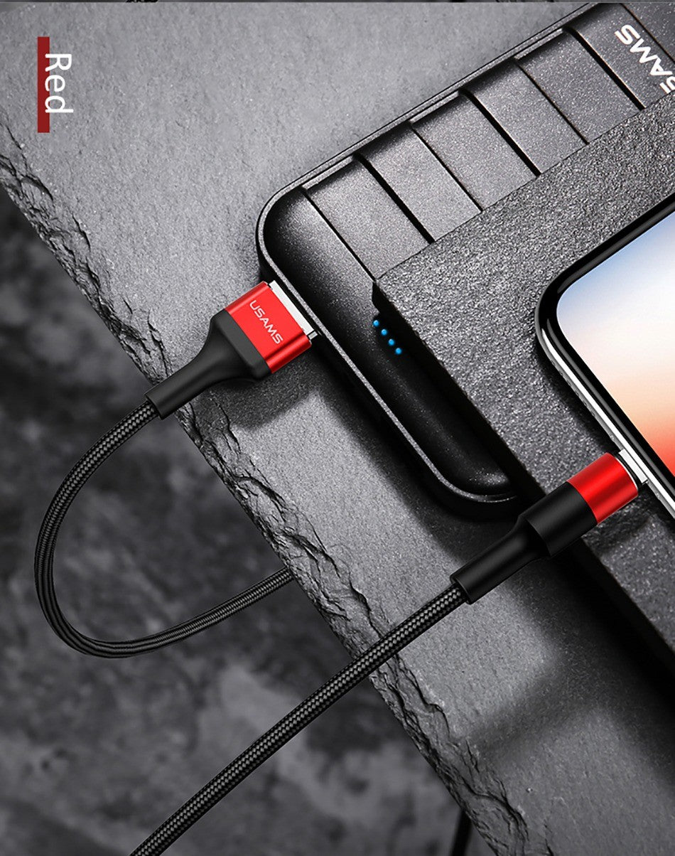 Usams Datenkabel USB Micro USB Typ-C Rot-Schwarz