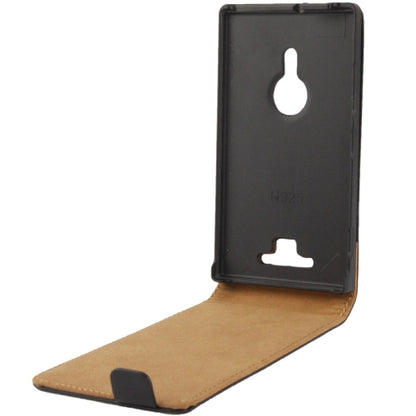 Schwarz Flip Leder Etui Tasche Nokia Lumia 925