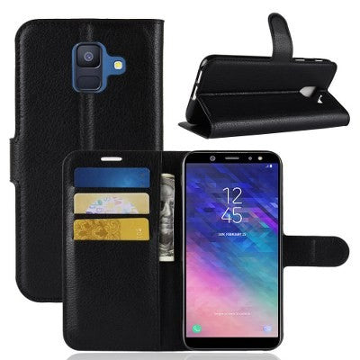 Leder Book Case Etui Galaxy A6 Schwarz