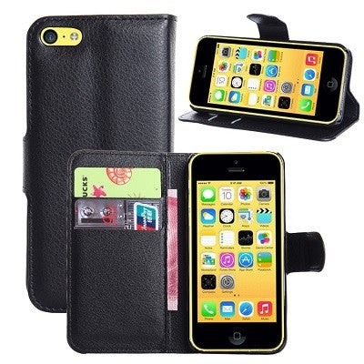 iPhone 5C Book Case Wallet Tasche Schwarz