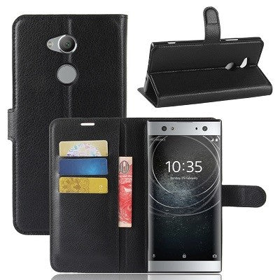 Leder Book Case Etui Xperia XA2 Ultra Schwarz