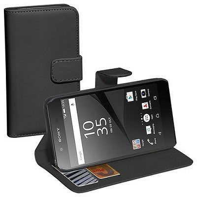 Xperia Z5 Compact Leder Book Case Etui Schwarz