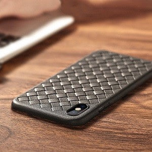 Woven Pattern TPU Soft Hülle Schwarz fur iPhone XR