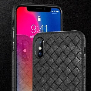 Woven Pattern TPU Soft Hülle Schwarz fur iPhone XR