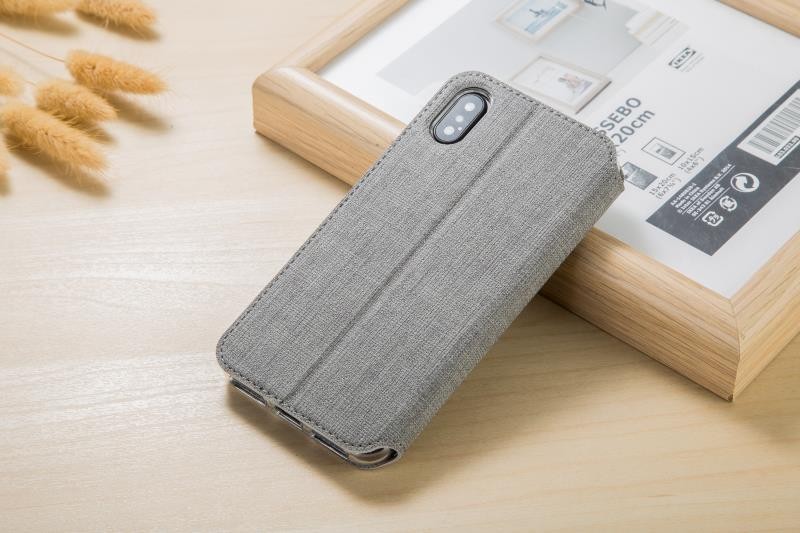 iPhone XS Max Vili Leder Hülle Etui Grau