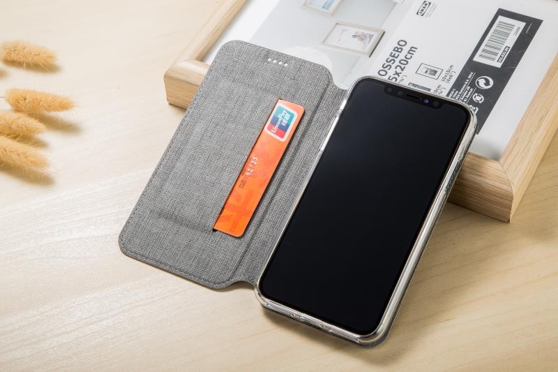 iPhone XS Max Vili Leder Hülle Etui Grau