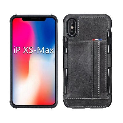 iPhone XS Max Leder Etui Hülle Grau