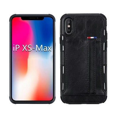 iPhone XS Max Leder Etui Hülle Schwarz