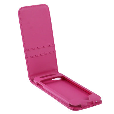 Vertikal Flip Leder Etui mit Kartenplatz für iPod touch 5th rosa