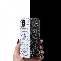 iPhone XR Hieroglyphs Hulle Schwarz Weiss