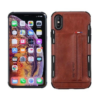 iPhone XR Wallet Leder Case Hülle Braun