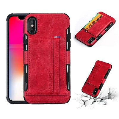 iPhone XR Wallet Leder Case Hülle Rot