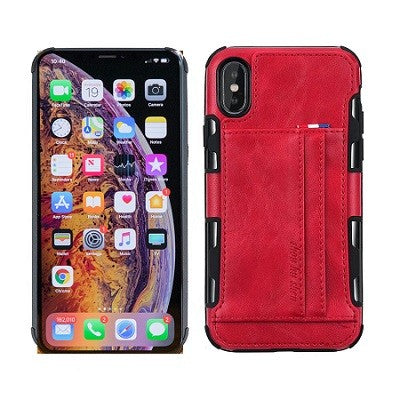 iPhone XR Wallet Leder Case Hülle Rot